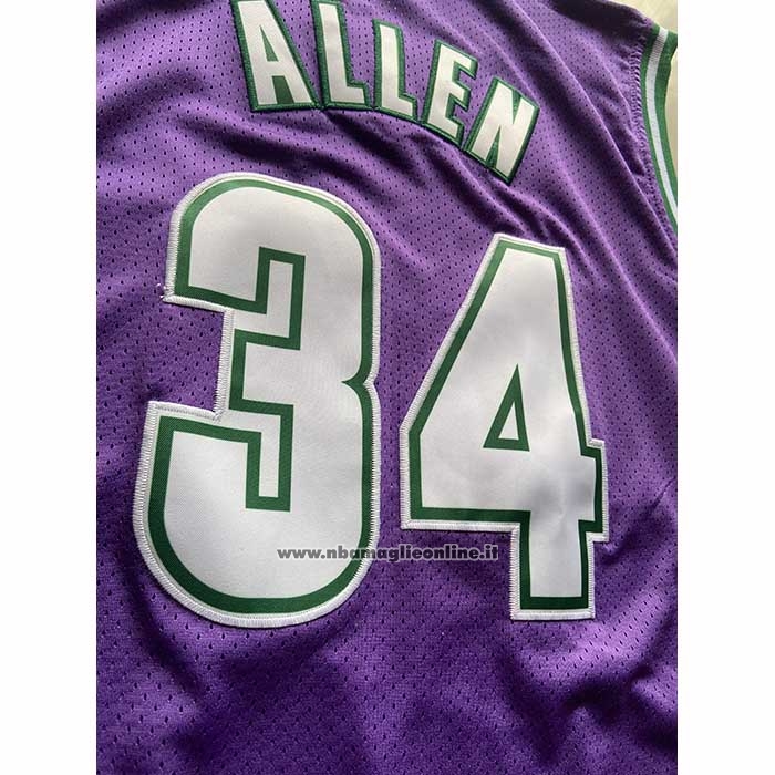 Maglia Milwaukee Bucks Ray Allen No 34 Mitchell & Ness 2001-02 Viola